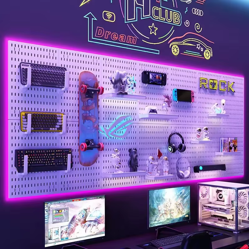 Organisateur mural de panneau perforé pour salle de jeux