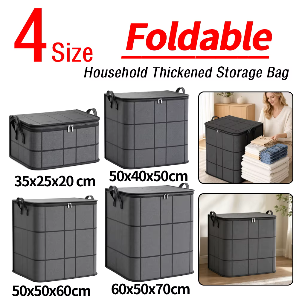 Organisateur de placard pliable en tissu avec fermeture éclair et poignée, grande capacité pour vêtements, linge, déménagement et voyage