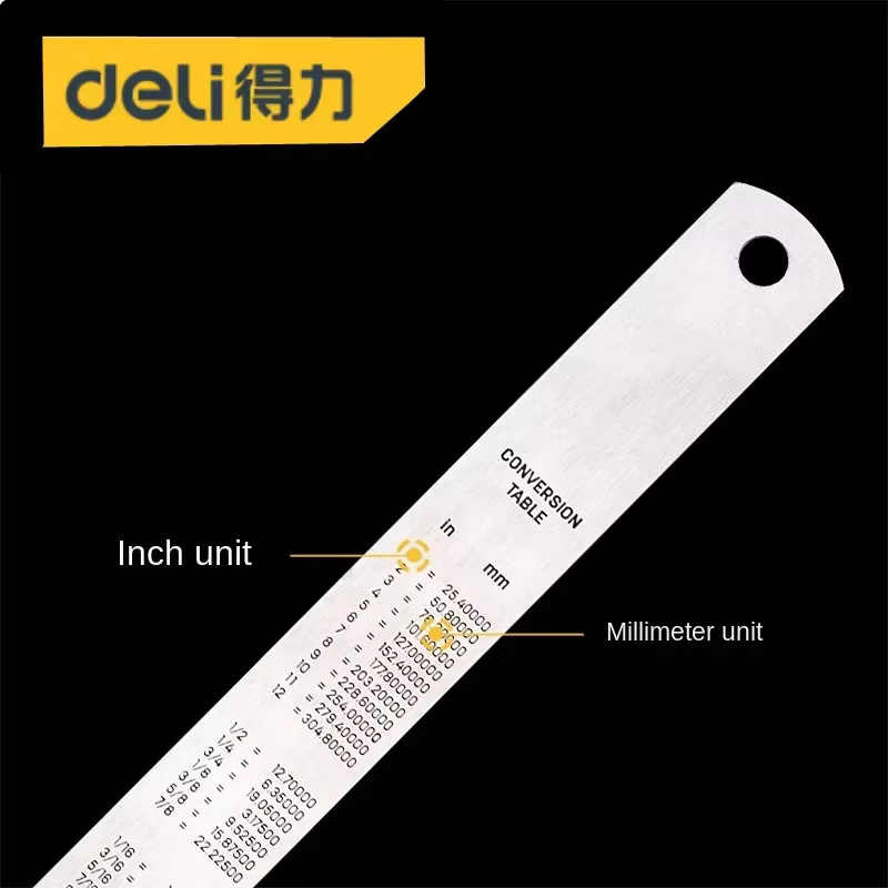 Deli-Règle droite en métal en acier inoxydable