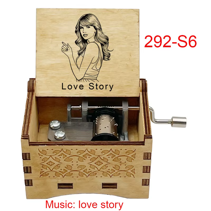 Boîte à musique en bois histoire d'amour