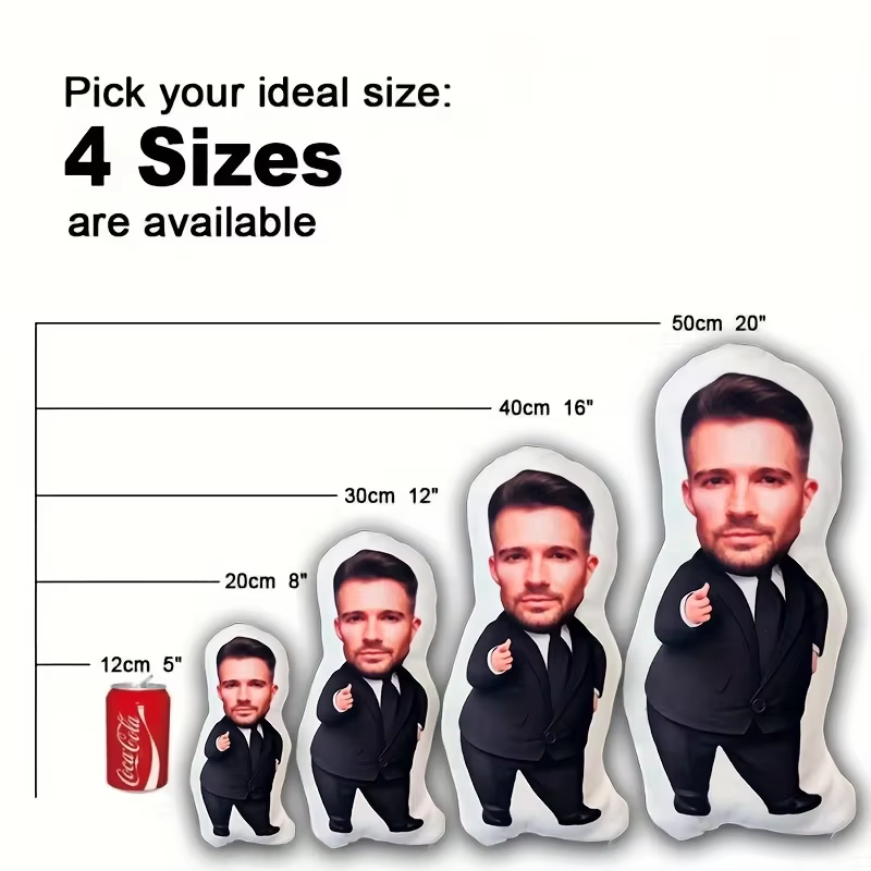 1 oreiller personnalisé pour poupée, oreiller photo créatif – Design de visage personnalisé unique, idéal pour les anniversaires, les fêtes, les célébrations, la décoration intérieure, et convient par