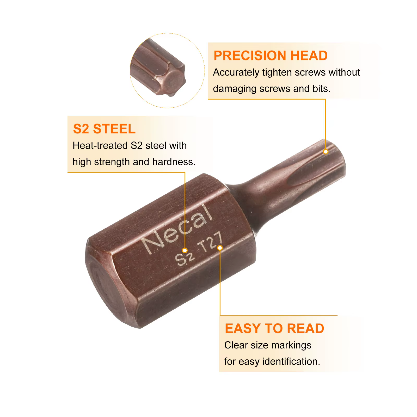Embout de tournevis Torx tige hexagonale 30mm S2 acier sécurité inviolable tête