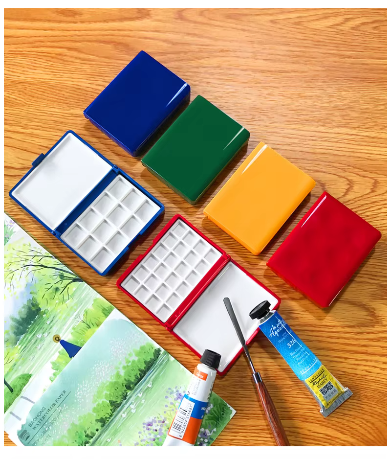 Boîte d'emballage de pigments portable vide, 12 couleurs, 1ml, 24 couleurs, 0.5ml, aquarelle/Gouache, palette plate, boîte de rangement pour débutants, mignonne