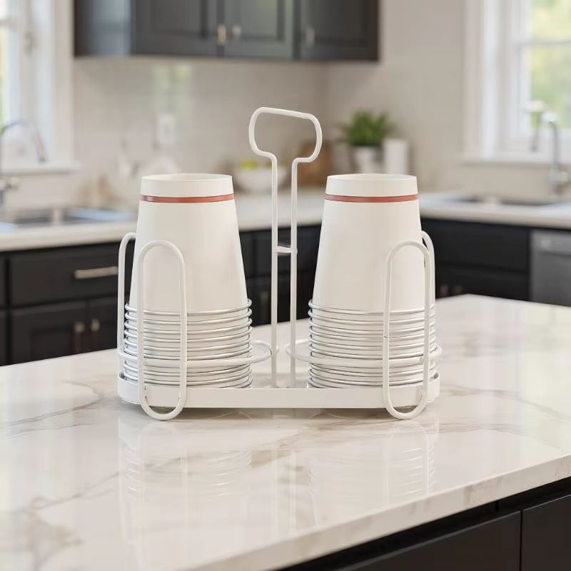 Boîte de rangement de couvercle de tasse, support de tasse jetable, distributeur de porte-gobelet d'art en fer pour comptoirs, support de rangement de café Durable pour la cuisine