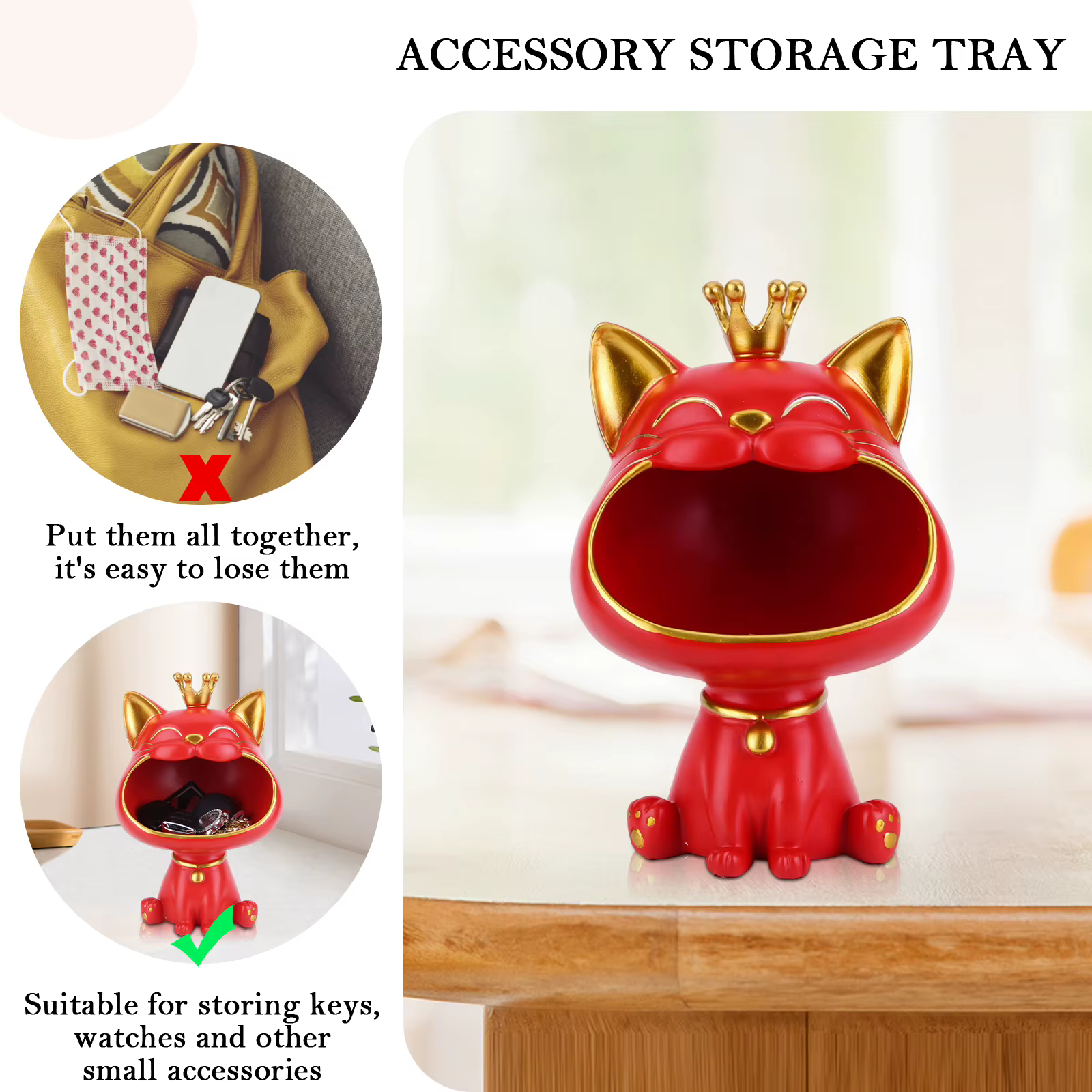 Boîte de rangement créative de figurine de chat porte-bonheur