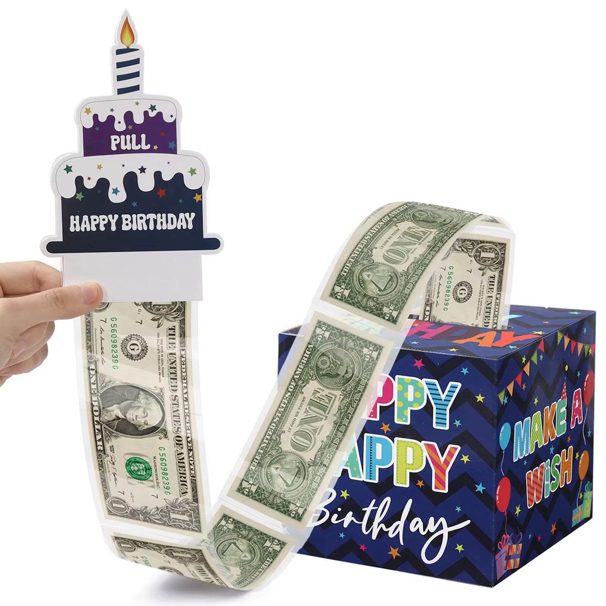 Coffret cadeau d'anniversaire avec carte à gâteau, 1 pièce, tirelire à pompage drôle, cadeaux d'anniversaire créatifs pour hommes et femmes Anniversaire Anniversaire