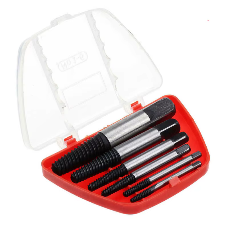 Extracteur de vis à tête cassée, 6 dents grossières, dents fines, robinet d'eau, extracteur de fil cassé, tournevis, outil, coffret en plastique, 5 pièces
