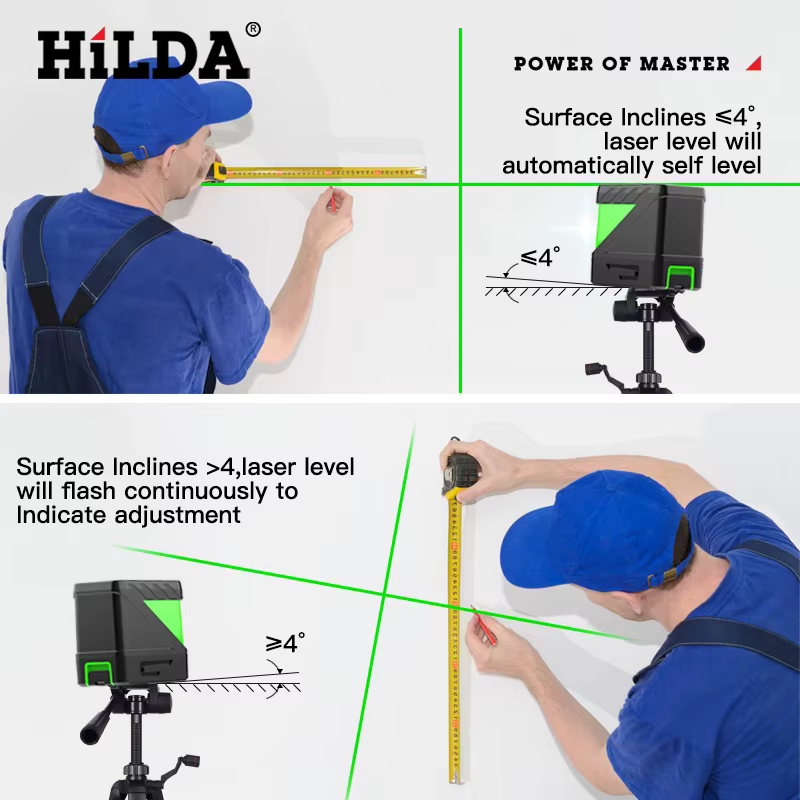 HILDA 2 lignes niveau Laser auto-nivelant faisceaux verts