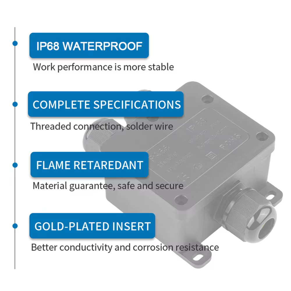 Boîte de jonction étanche 3 voies en plastique mini IP68