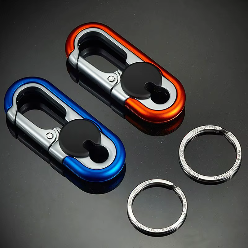 Double anneau porte-clés boucle mousqueton extérieur outil d'escalade