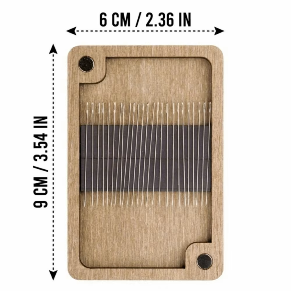 Boîte à aiguilles magnétiques en bois