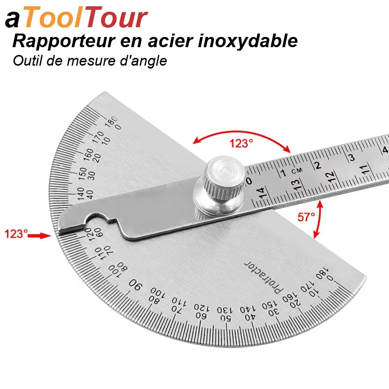 Règle de mesure d'angle en acier inoxydable
