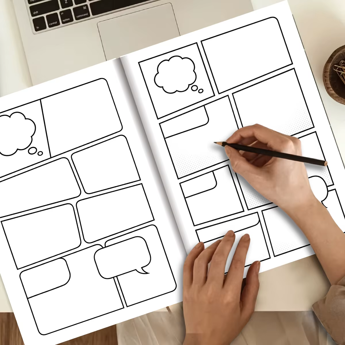 30 feuilles Manga carnet de croquis bande dessinée vierge bricolage livre de dessin modèle Multiple bulles de parole