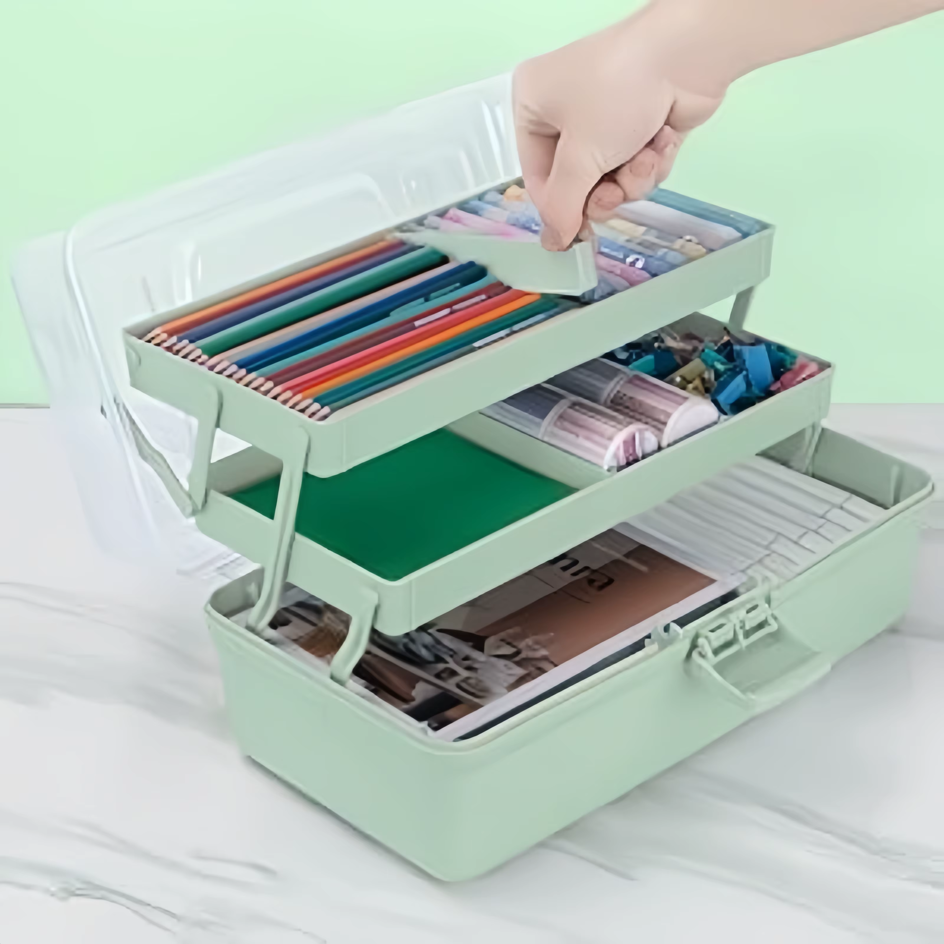 Boîte de rangement de séparation en plastique à 3 couches