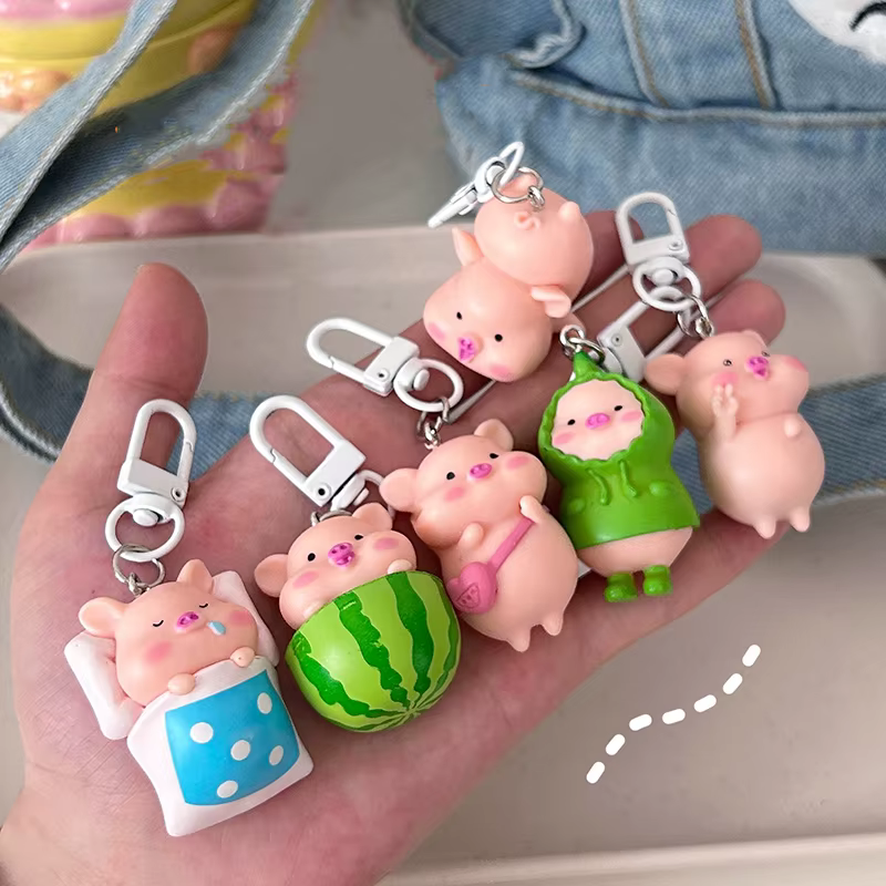 Porte-clés cochon tridimensionnel mignon et drôle