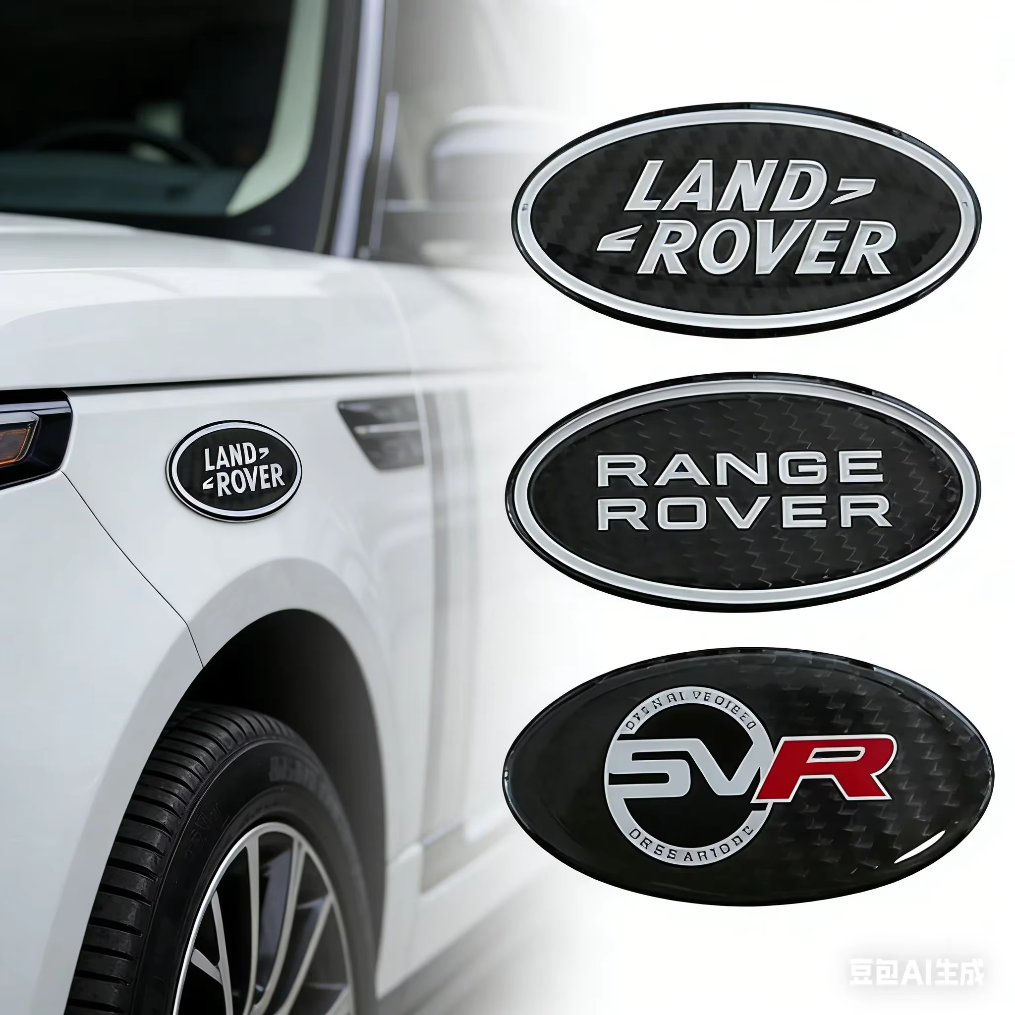 Autocollant emblème de carrosserie de voiture en fibre de carbone avec logo SVR pour Land Rover Range Rover Sport Velar Evoque Freelander Discovery SVR