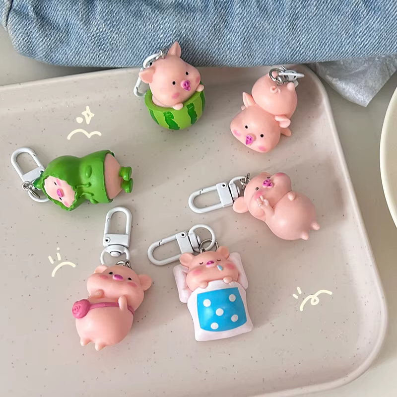 Porte-clés cochon tridimensionnel mignon et drôle