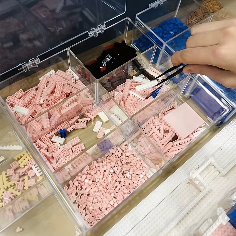 Boîte de Rangement Transparente à 6 Compartiments pour décennie s de Construction