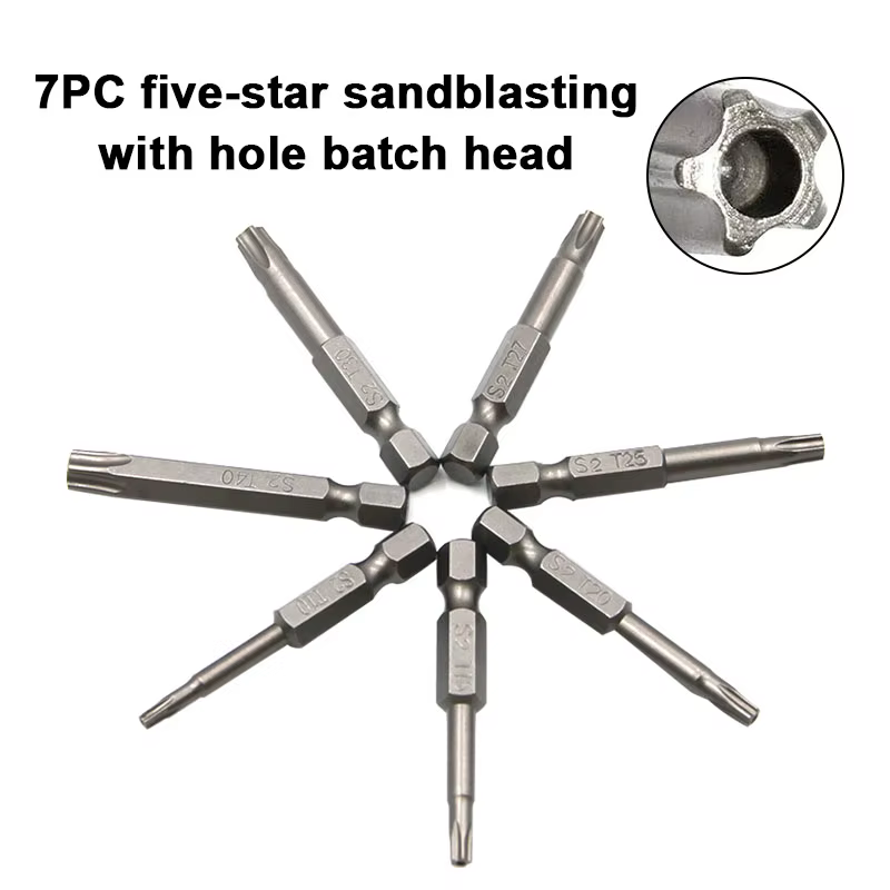 Jeu de 7 embouts de tournevis magnétiques à poignée hexagonale S2