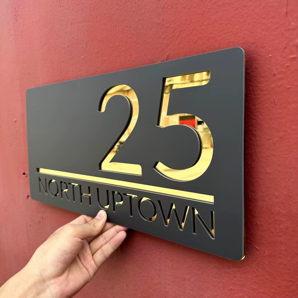 Plaque de numéro de maison extérieure personnalisée en acrylique 3D découpé, plaque de numéro de rue résidentielle extérieure personnalisée, panneau de porte, cadeau