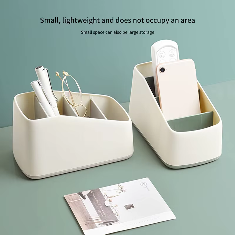 Support de télécommande, boîte de rangement de bureau à 4 fentes, panier trapézoïdal pour télécommande TV, étui de rangement de papeterie pour maison et hôtel