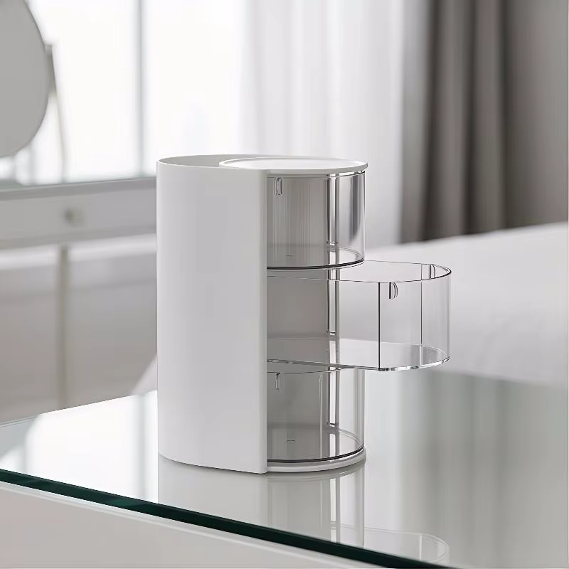 Boîte de rangement pour accessoires capillaires en acrylique transparent à 4 compartiments pour élastiques