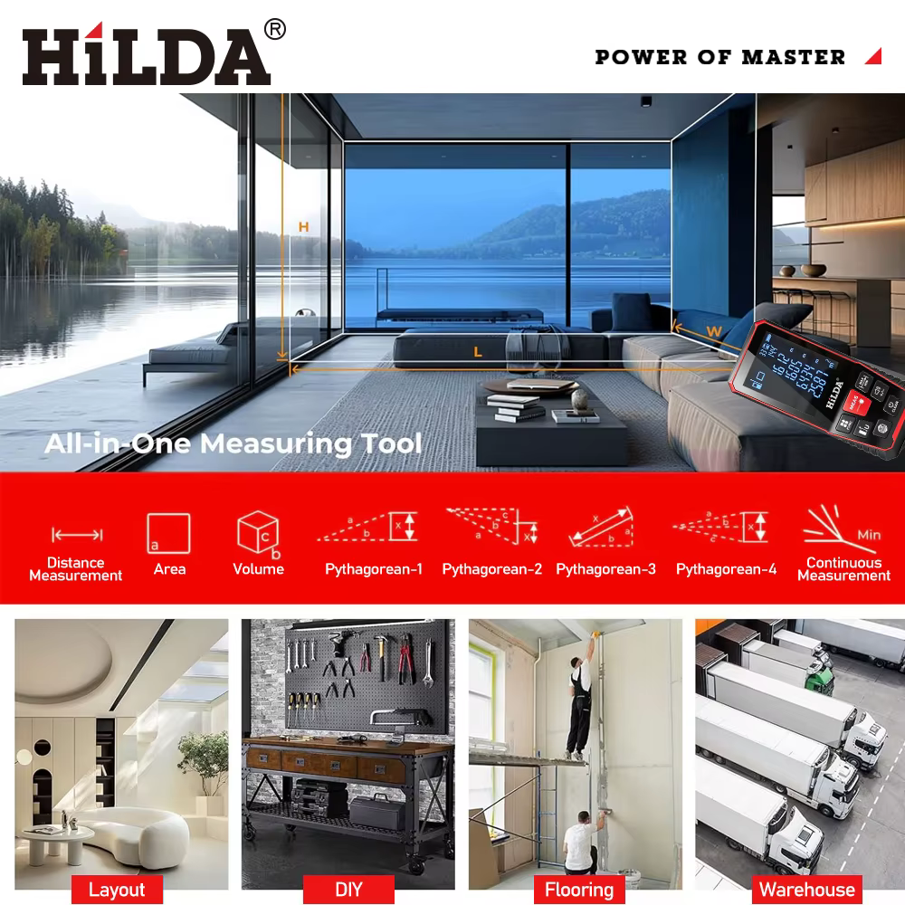 HILDA Laser Distance 50M/100M/120M Télémètre Profesional Mètre