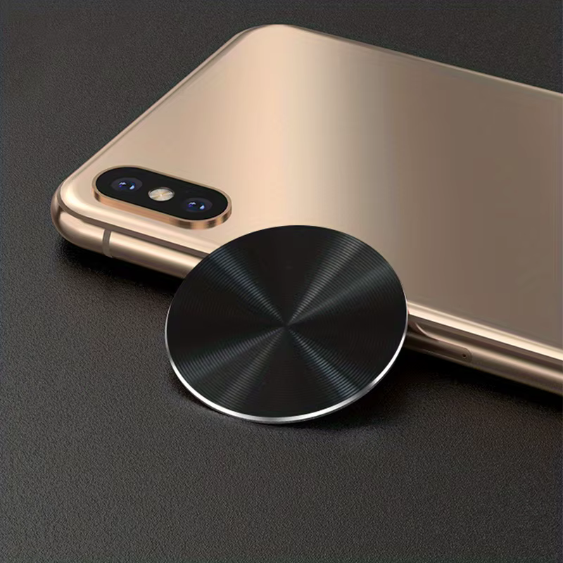 Plaque magnétique pour support de téléphone et voiture, autocollants métalliques, motif CD rond universel, 2 pièces/ensemble