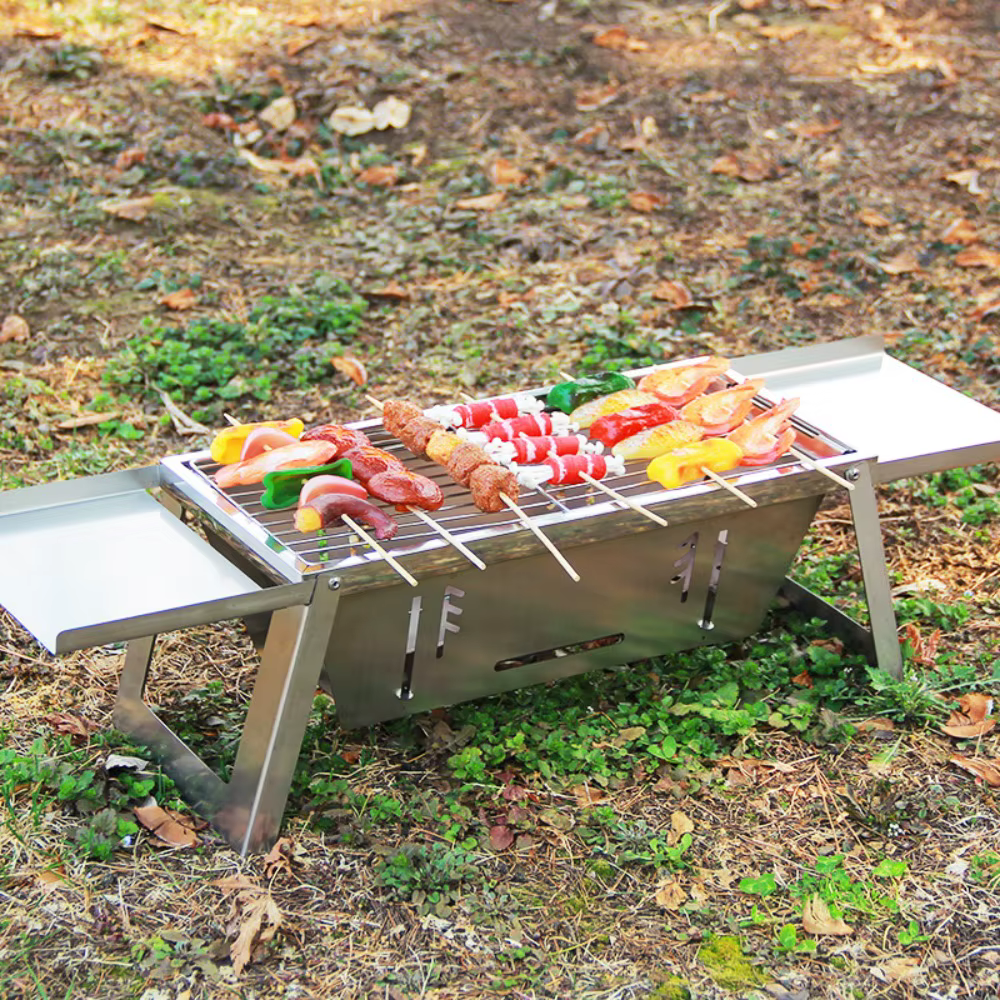 Barbecue pliable en acier inoxydable Réglage de la chaleur réglable Grille extensible