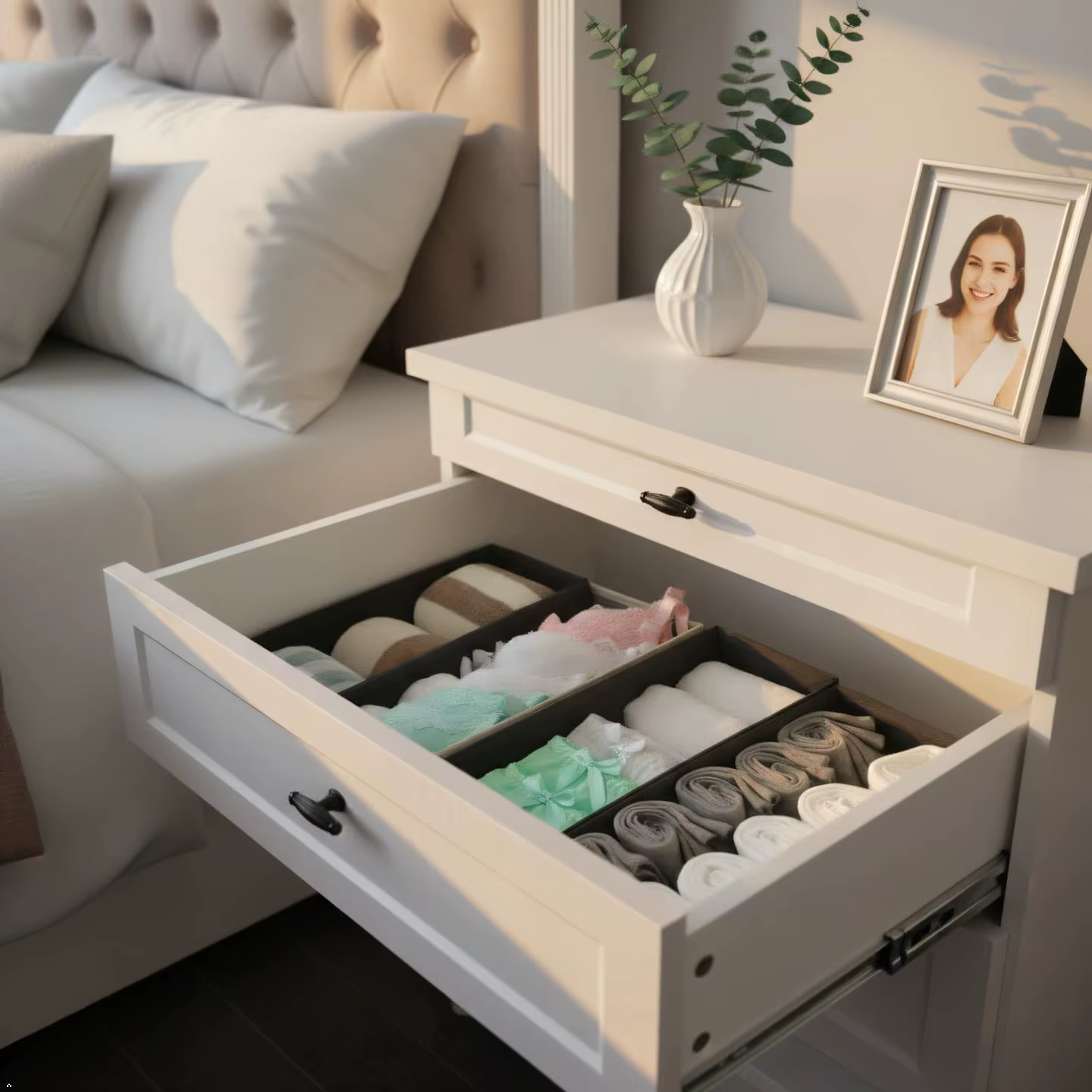 Ensemble de 4 organiseurs de tiroirs - Bacs de rangement en tissu pour vêtements, sous-vêtements, chaussettes et soutiens-gorge - Diviseurs de commode de 11 pouces pour placard de chambre