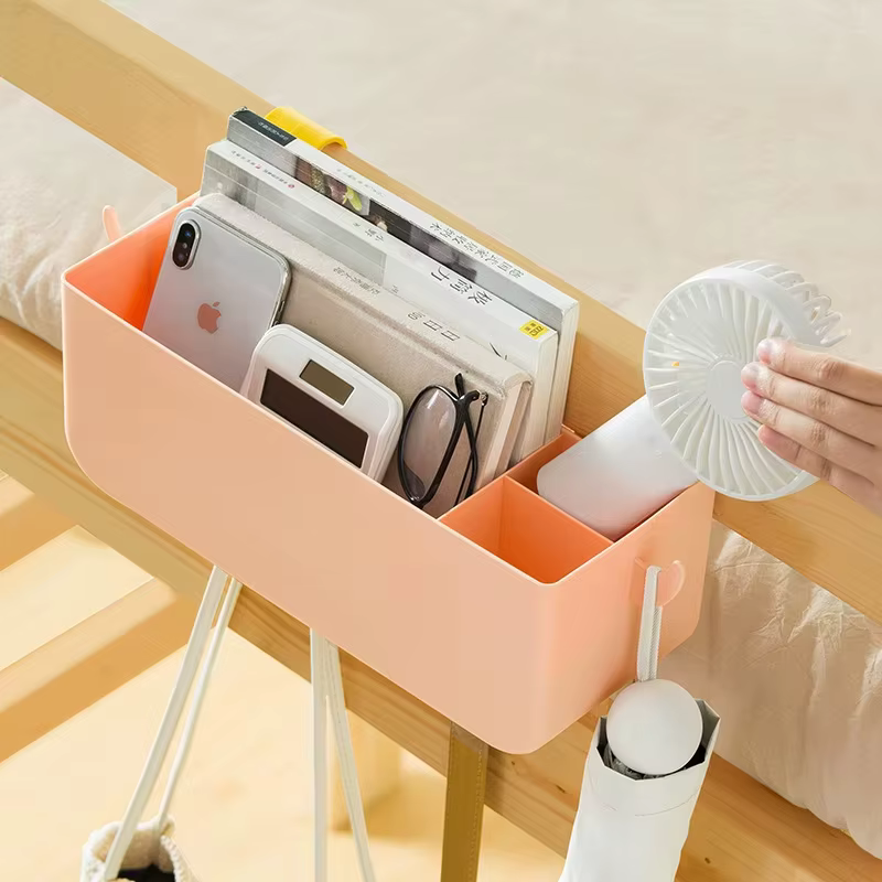 Organisateur de lit suspendu avec 2 crochets et boîtes de rangement pour dortoirs, idéal pour lunettes, téléphones portables et clés