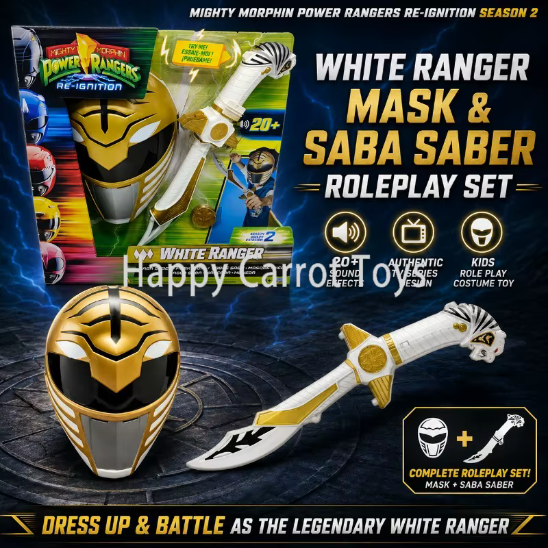 Figurine Power Rangers S2 originale, ensemble de jeu combinable, White Tigerzord, Saba Saber Mask, Coin G2, jouet de collection amélioré pour membre de l'équipe