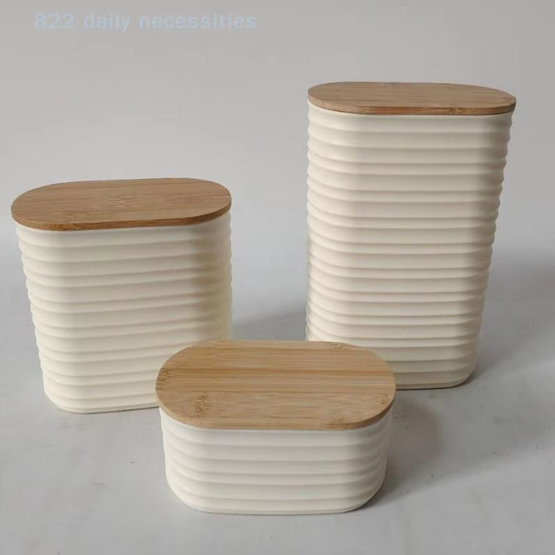Bocal de rangement alimentaire en bois efficace avec couvercle – Contenant de cuisine hermétique
