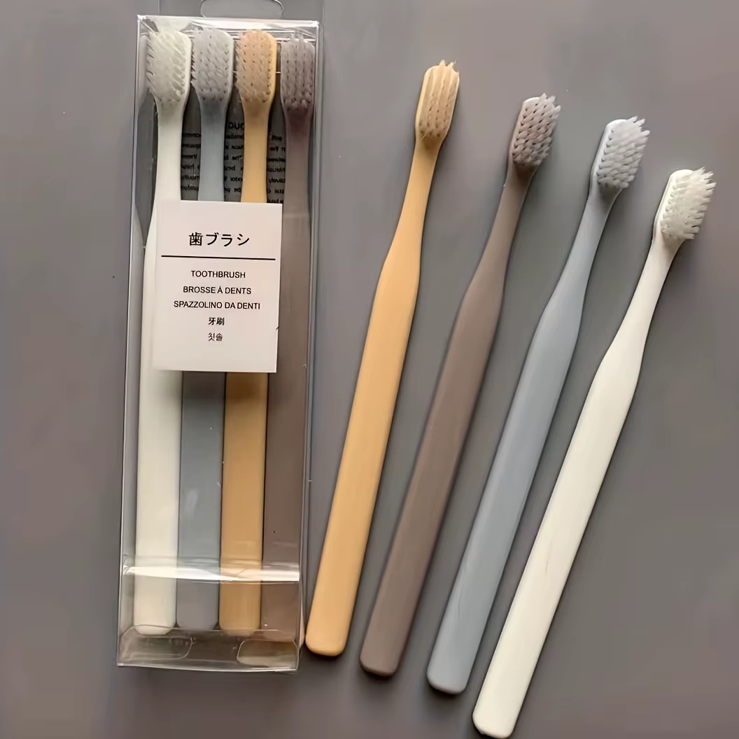 Lot de 4 brosses à dents japonaises Macaron – Poils souples