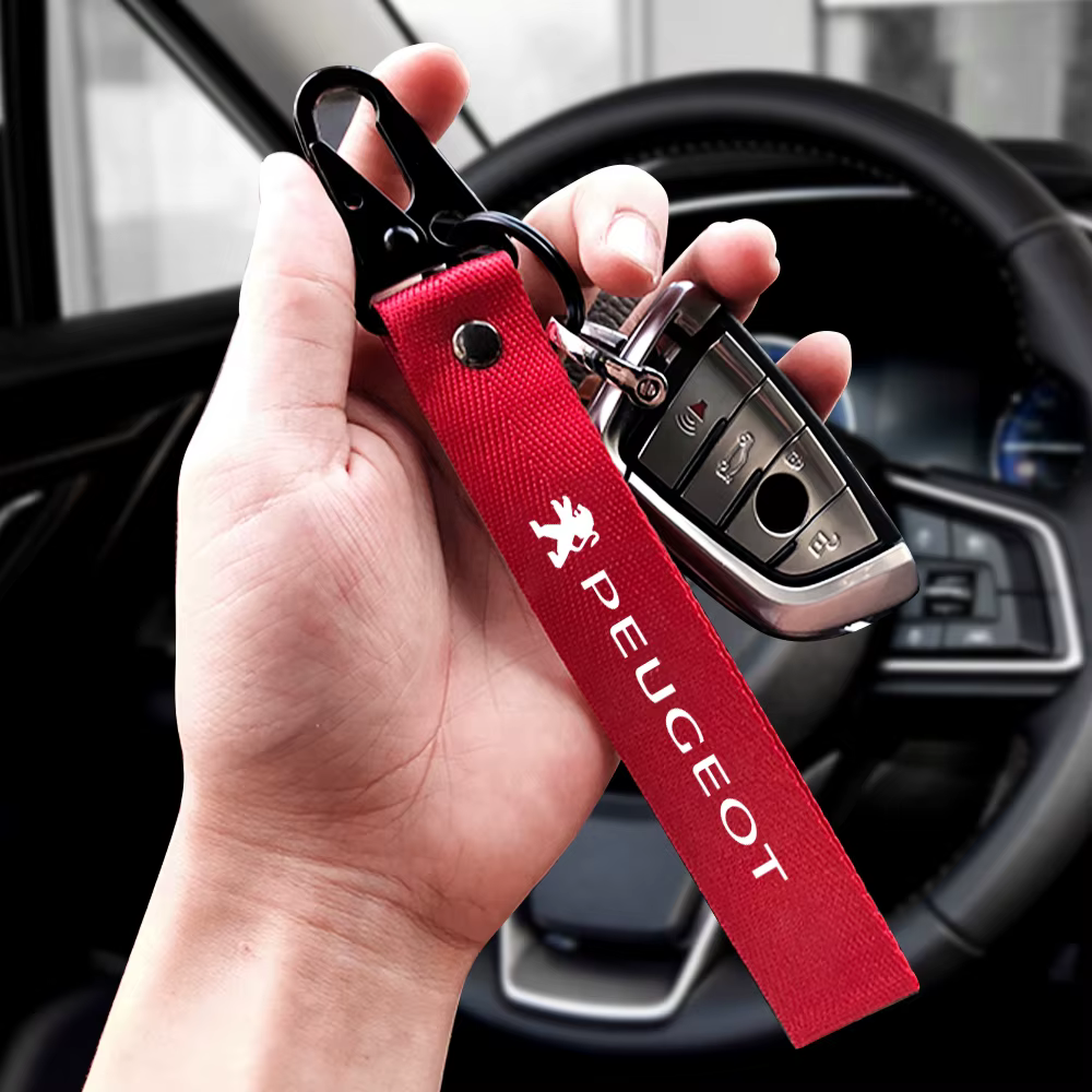 Porte-clés de voiture avec lanière en ruban de Nylon métallique