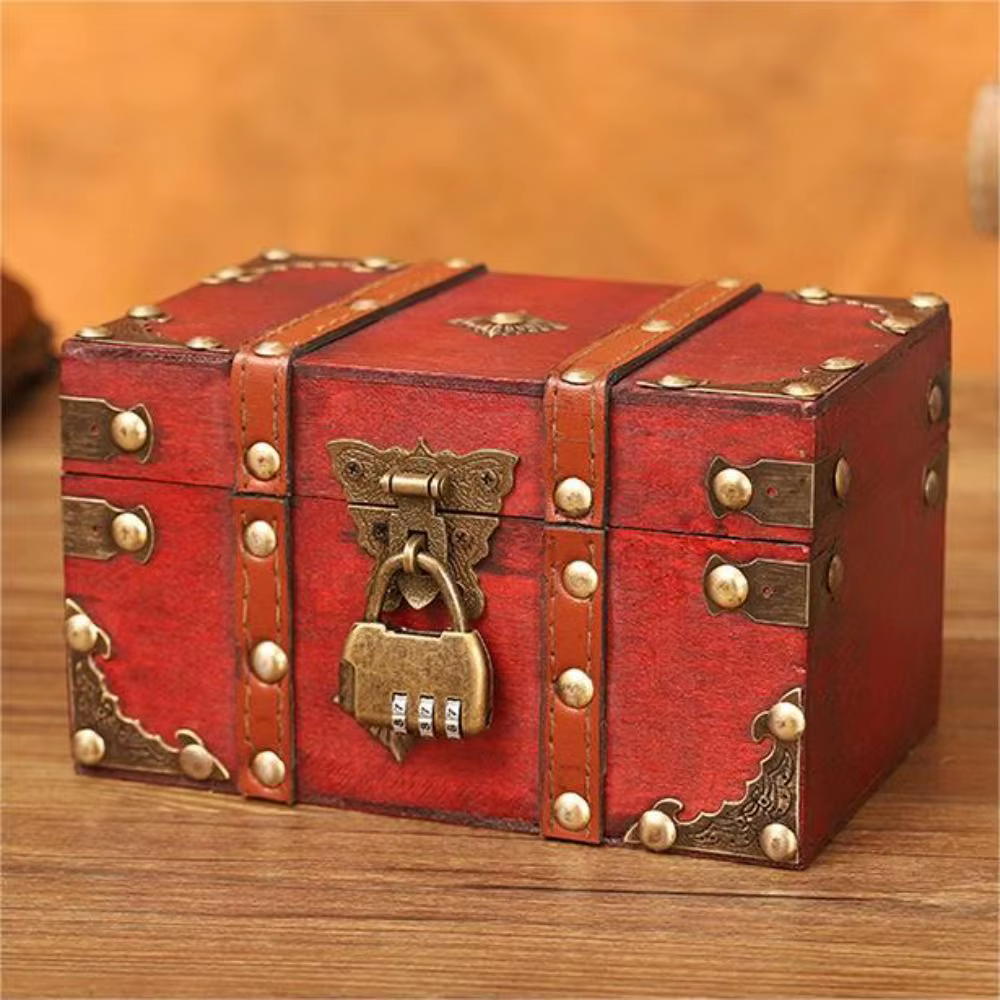 Boîte d'accessoires vintage créative avec serrure à documents en bronze