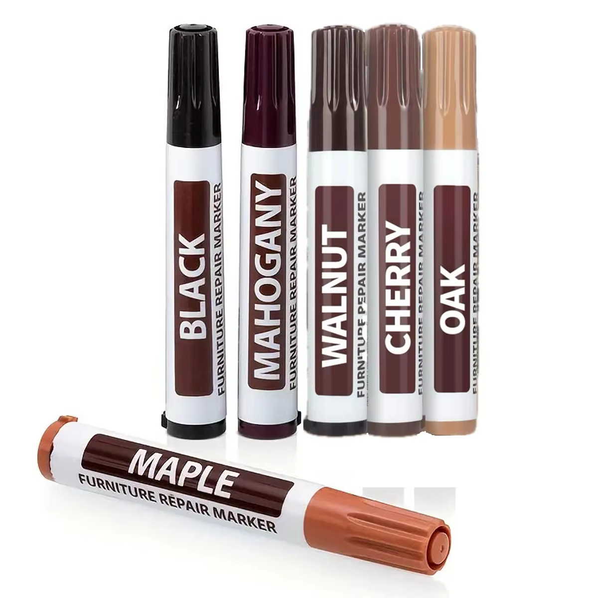 Lot de 6 stylos de réparation de meubles avec marqueurs pour le travail du bois | Marché