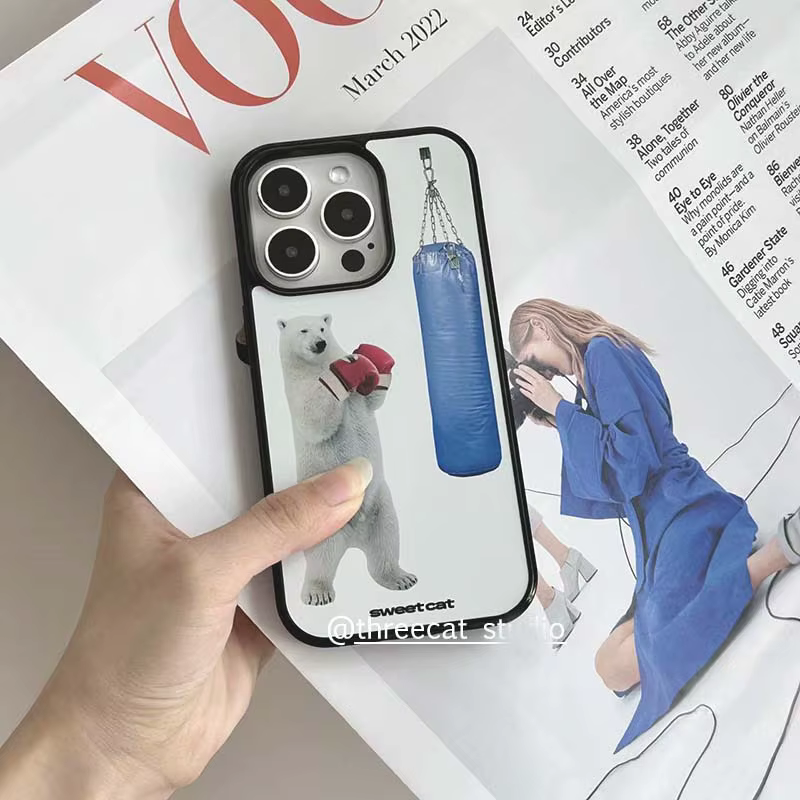 Ins coréen belle Boxer ours mode créative Simple coque de téléphone pour iPhone 16 15 14 13 12 11 Pro MAX 14 15 Plus Y2K Kawaii couverture