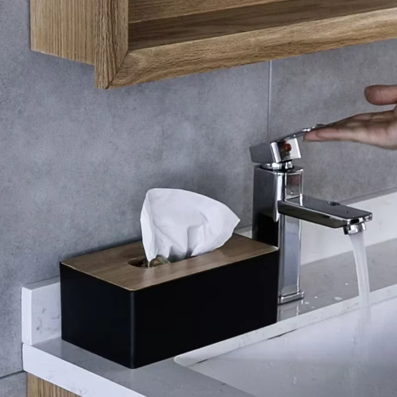 Boîte à mouchoirs en bois massif