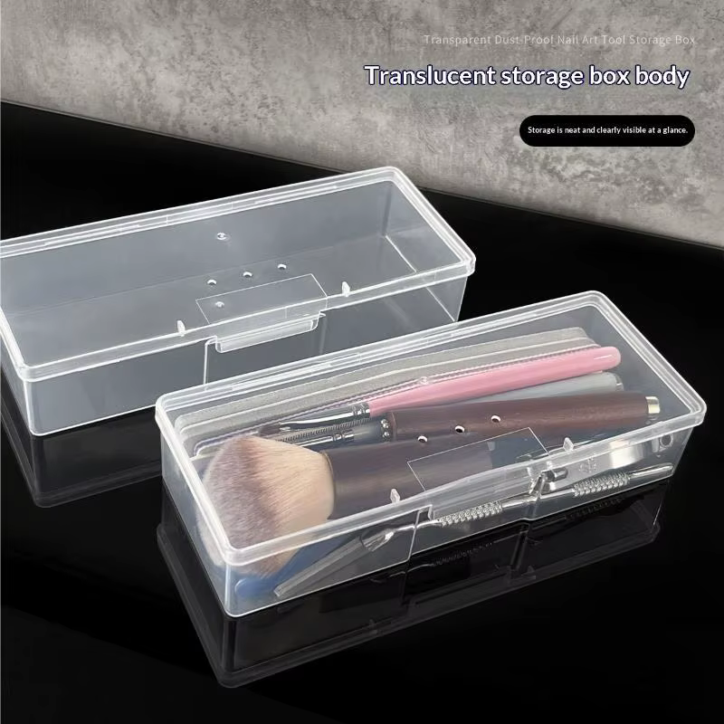 Boîte de rangement vide pour nail art, transparente, rectangulaire, en plastique, pour le rangement classifié des strass et perles de manucure