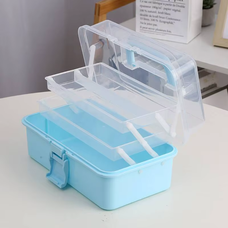 Boîte de rangement artisanale en plastique Transparent à trois couches