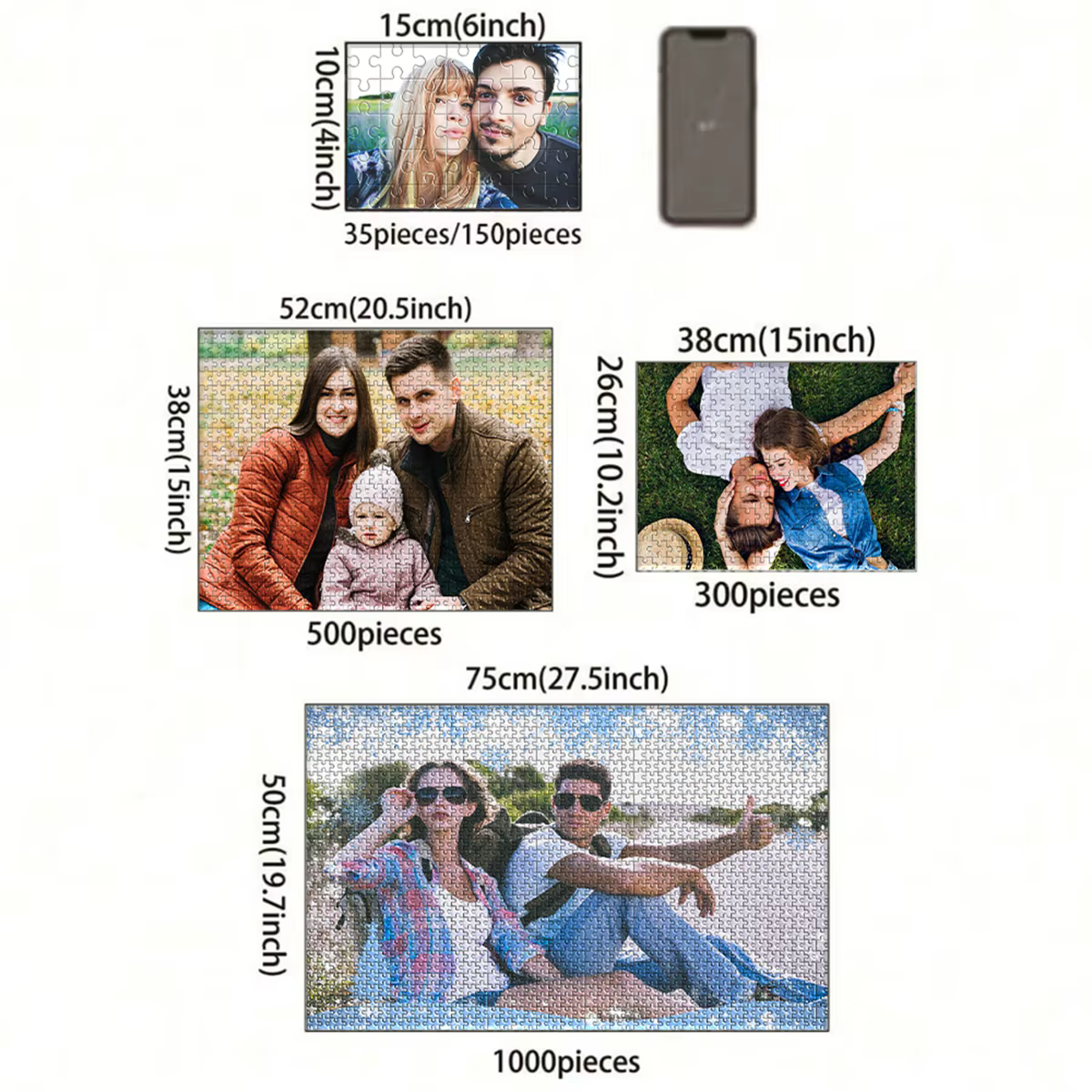 35/300/500/1025 pièces personnalisé Photo Puzzle ami télécharger