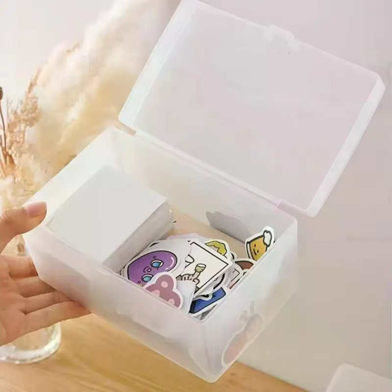 Boîte de rangement de bureau blanche et transparente