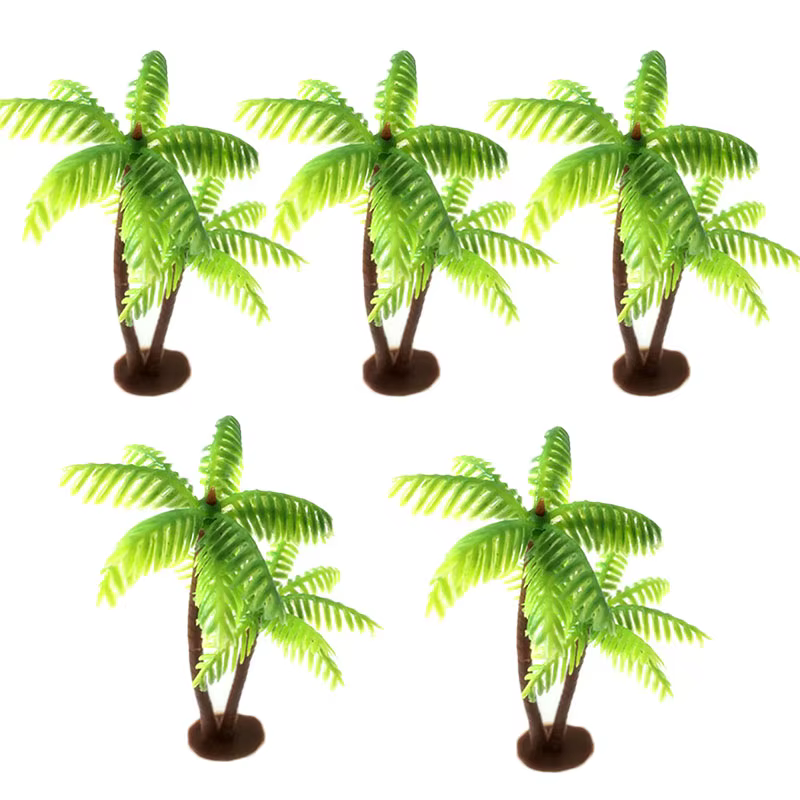 Mini plante de cocotier en plastique, 5 pièces, artisanat Micro paysage, décor d'aquarium, Figurines de bureau pour la maison