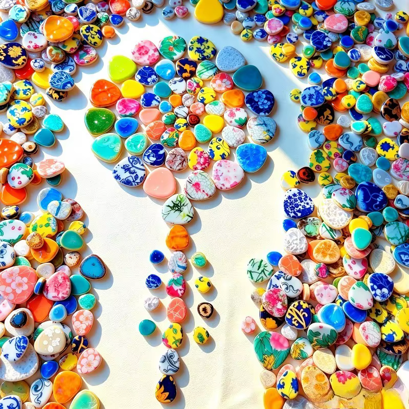 500g de carreaux décoratifs en céramique de couleurs mélangées pour le jardin, bricolage, décoration de pots, artisanat, mosaïque multifonctionnelle, matériel artistique