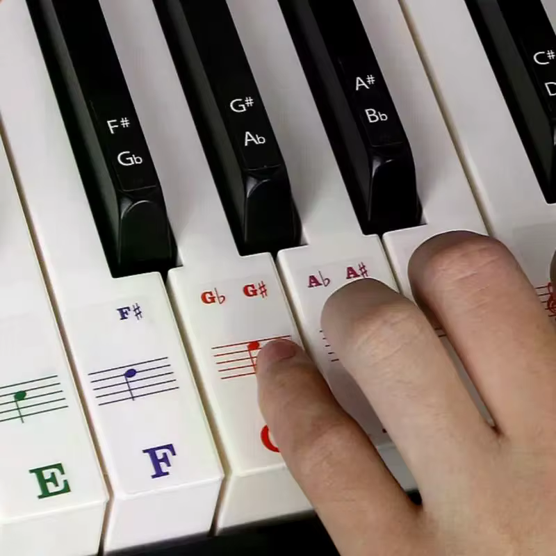1 ensemble d'autocollants de lettres pour piano pour débutants