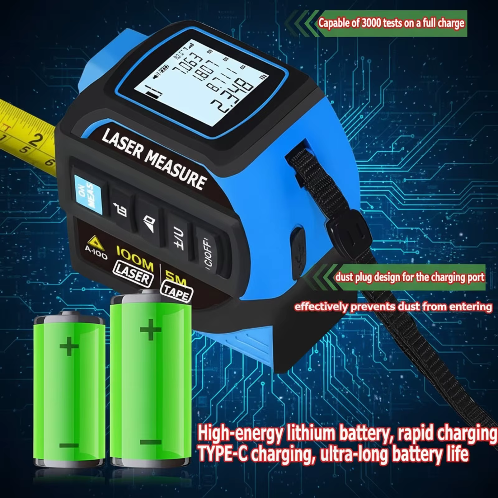 Règle à ruban Laser 4 en 1, télémètre Laser 40/60/80/100m, Distance Laser infrarouge 5M, Instrument de mesure de haute précision