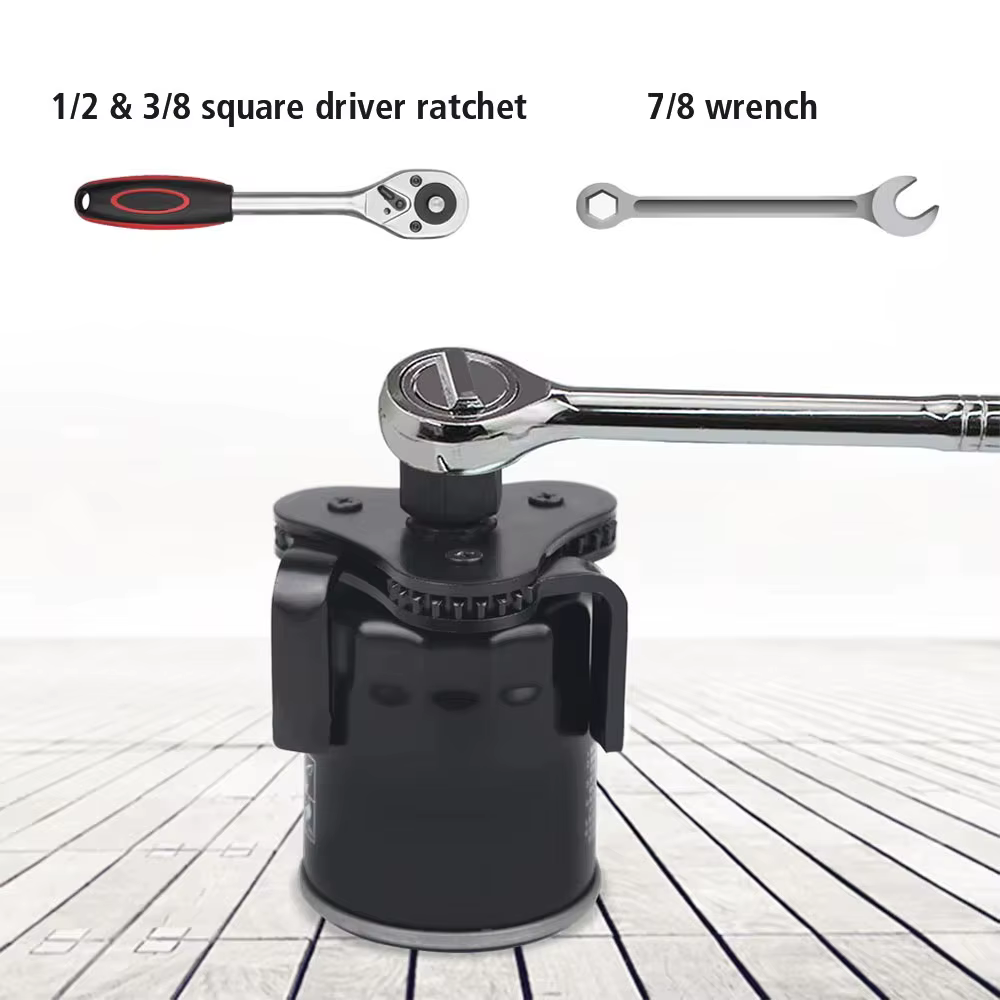 Jeu d'outils de clé de filtre à huile avec clé de retrait de déverrouillage à 3 mâchoires de 2-1/2 pouces à 4.5