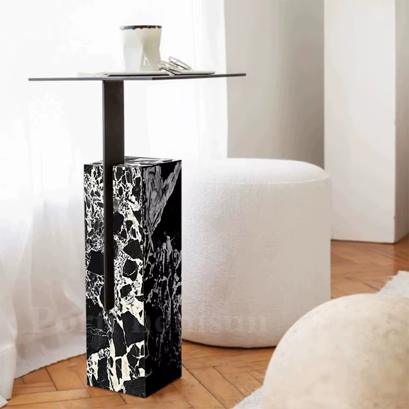 Table basse en marbre italienne, petite table de salon, console nordique, table basse vintage, meubles Wabi Sabi