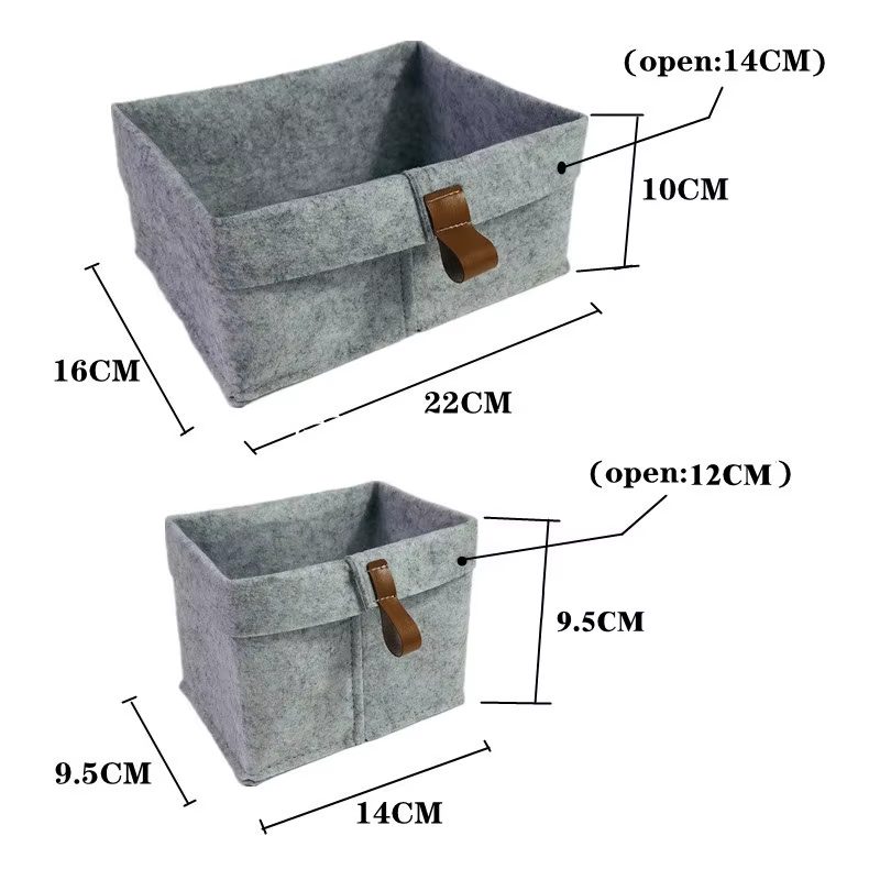 Panier de rangement de bureau en feutre pour chambre à coucher